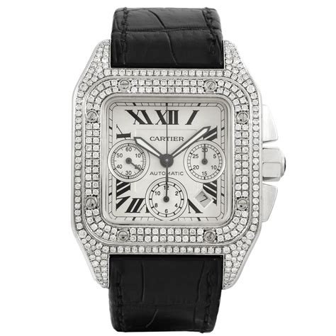 cartier santos 100 xl diamond uk|cartier santos 100 xl chronograph.